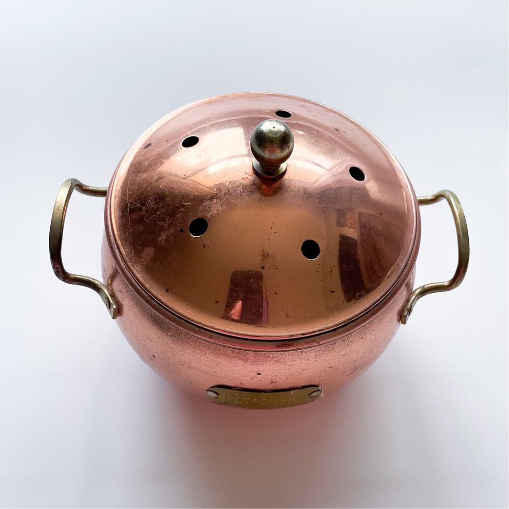 Vintage Copper and Brass Potpourri Pot Vented Lid